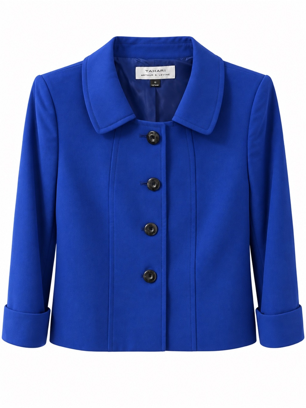 Tahari ASL Royal Blue Tailored Button Front Blazer Jacket Size 10